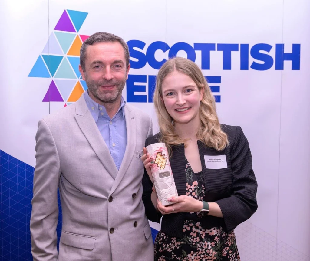 Maya winning a Young Edge Award